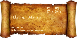 Hápp Dóra névjegykártya